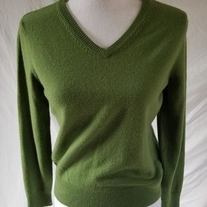 Charter Club Soft Green Merino Wool V Neck Sweater